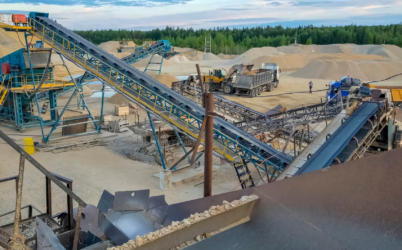 Industrial site with conveyor belts