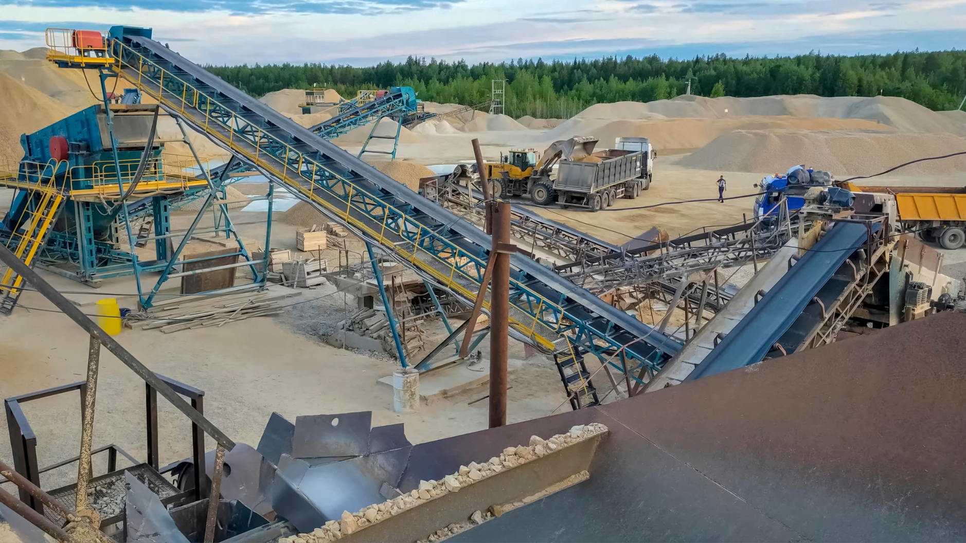 Industrial site with conveyor belts
