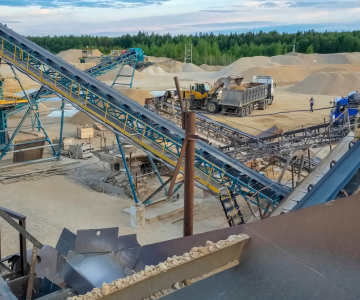 Industrial site with conveyor belts